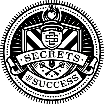 Secrets Of Success Logo. Black And White.